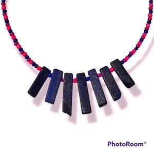 Rin's Unique Boutique - Handmade - Beaded - Bisexual Pride - Necklace